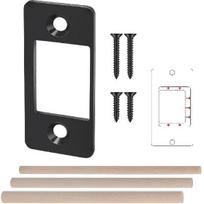1 Pk Upgrade Large Hole Deadbolt Restorer Strike Plates, Stainless Steel Round Corner Latch Strike Plate with Wood Dowel Strips,Universal Backplate Black-1