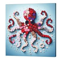 Animal DIY Resin Manual Button Art Painting 30x30cm with Frame Round Craft Buttons Painting for Adults Beginners Crafts Arts brown