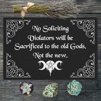 No Soliciting Heavy Duty Doormat Floor Mat Welcome Mat Witchy Doormat Dark Humor Macabre Gothic Doormat Funny Doormat Old Gods 40X60CM gray