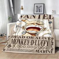 O-one Piece Wanted Japanese Anime Zoro Luffy Blanket Soft Warm Throw Kids Gift Blanket for Bedroom Living Room Bed Picnic Office 100X130CM