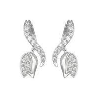 18K Copper and White Gold Tulip Flower Stud Earrings with Zirconia and Full Diamond Micro-inlay for Women platina