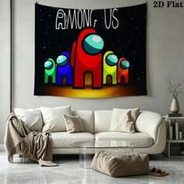 Among Us Wall Tapestry Aesthetic Wall Hanging Printed Fabric Blanket Decorative Tapestries for Bedroom Living Room Home Decor 130cm x 150cm