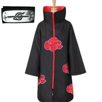 Naruto Akatsuki organization cos clothes Naruto Sasuke anime cape surrounding Uchiba ferret clothing Akatsuki trench coat 2XL black