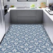 2027 Kitchen Carpet Anti-fouling Oil-proof Grid Floor Mat Scrubbable Waterproof PVC Leather Balcony Bathroom Non-slip Rug 60x90cm