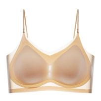Women Ultra Thin Seamless Wireless Plus Size Gathered Beauty Back Bra M smėlis