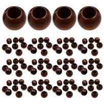Wooden Beads with Large Through Holes, 100 pcs for DIY Bracelet, Necklace, Keychain, and Clothing Decoration Projects tamsiai ruda spalva