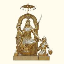 Pure Brass Made Mata Bagalamukhi Decorative Puja Idol For Home, Temple - 16 Cm brown