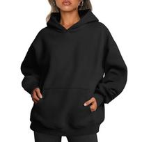 Oversize su nuleistais pečiais Hoodie moteriškas rudeniui storintas Hoodie ilgomis rankovėmis ilga kišenė laisvalaikio patogus gatvės drabužis 5XL black