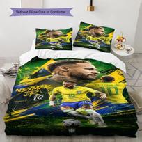 Neymar Pattern Bedding,Quilt Set Quilt Cover Pillowcase Home Birthday Gift(1 * duvet cover + 2 * pillowcase, without core) 135x200cm yellow