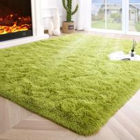 Pūkuoti kilimai miegamajam, minkšti kilimai svetainei, švelnus kilimas vaikams, neslystantys kilimai kietoms grindims, kambario dekoras 40*60cm žolės žalia spalva