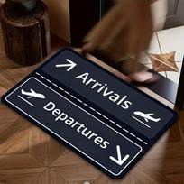 Airport Sign Retro Style Dark mat Arrivals Departures Plane Arrow Road Sign Print Non Slip Home Entrance Decor Doormat 43X75CM