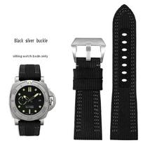 Panerai laikrodžio apyrankė Pam00984 00985 PAM111 PAM441 Stealth Nailonas karvės odos padas Apyrankės aksesuaras 24 26mm didelis dydis vyrams 24mm gray