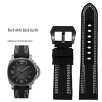Panerai laikrodžio apyrankė Pam00984 00985 PAM111 PAM441 Stealth Nailonas karvės odos padas Apyrankės aksesuaras 24 26mm didelis dydis vyrams 26mm black