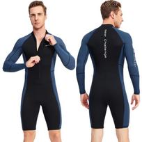 Men's Wetsuit 1.5mm Neoprene Shorty Diving Suit Shorts Diving Full Body Front Zipper Dive Skin for Surfing Kayaking XXL black