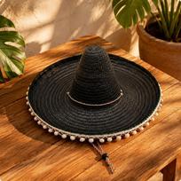 Mexican Hat Colorful Sombrero Lightweight Wide Brim for Halloween, Beach, Vacation black