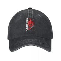 Samurai Rock Band Game Baseball Cap Vintage Denim Washed Cyber Japanese Punk Gaming Snapback Hat Unisex Women Outdoor Workouts Hats One Size gray
