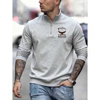 Psalm, Faith Over Fear Print New Men's Casual Sports Shirt Cool Fashion Zipper Long Sleeve Sports Shirt Top XL gray