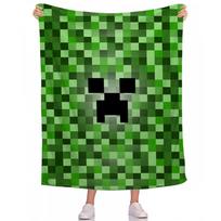 Cute Green pixel monster Blanket Aesthetic Art Flannel Blanket Portable Home Travel Camping Sofa Picnic kids Flannel Blanket 30x40in black