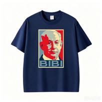 Benjaminas Netanyahu Bibi Juokingi Grafiniai Marškinėliai Unisex Unisex Drabužiai Laisvalaikio Medvilniniai Marškinėliai Retro Mada Trumpomis Rankovėmis Marškinėliai Viršutiniai Drabužiai XL blue