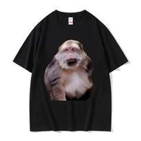 Funny Xing Xing Monkey Meme Graphic T Shirt Men  Women High Quality Cotton Tee Shirt Retro Fashion Short Sleeves Plus Size Loose M gray