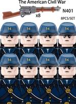 MOC Amerikos pilietinio karo kareivių figūrėlės Statybiniai kaladėlės Vienišos žvaigždės sargybiniai Ginklai Pistoletas kepuraitė Armijos pėstininkai Kaladėlės Žaislai Vaikų dovana