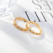 Elegant European Circle Ear Cuff Studs with Multi-color Zirconia Skirt Edge white