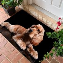 1pc Cute Cocker Spaniel Velvet Mat  Machine Washable, Ideal For Entryways, Hallways, Bathrooms, Kitchens 43X75CM brown