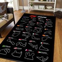 3D lenktynių trasos dizaino kilimėlis - Silverstone/Laguna Seca trasos raštas, namų dekoracija, neslystantis grindų kilimėlis, sveikinimo kilimėlis 40x60cm brown
