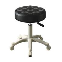 Ergonomiška biuro kėdė su ratukais, riedanti kėdutė, dirbtinė oda, minkštas paminkštinimas, reguliuojamas aukštis, 360 laipsnių pasukimas, baro kėdė, be porankių, be atlošo, braižymo darbai, SPA juoda