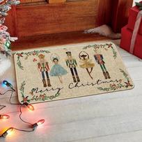 Christmas Carpet Mat Rug Nutcracker Ballerina Design Merry Christmas Text Vintage Linen Floor Mat for Home Decoration Home Mat 43X75CM
