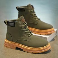1-Pair MAINALUN Men's & Women's Heavy-Duty All-Terrain High-Top Boots - PU/Fabric Upper, Beige/Tan Lace-Up Ankle/Boot Boots with 39 armijos žalia spalva