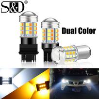 1vnt Dviejų spalvų 1157 BAY15D P21/5W Led T20 7443 W21/5W Led lemputė T25 3157 P27/7W automobilio DRL posūkio signalo lemputė automatinių žibintų lemputė 12V jungiklis 1157 BAY15D P21/5W geltona/balta