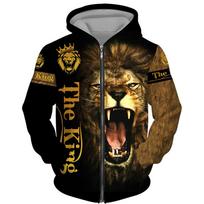 Pavasario rudens Vyriški megztiniai su užtrauktuku su gobtuvu 3D Animal Lion Beast Printing su gobtuvu megztinis Madinga striukė Laisvalaikio sportinė apranga XL black