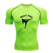 Men's Muay Thai Kickboxing Print Compression Sports T-shirt XXXL žalia