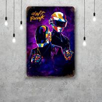 Daft Punk Dekoracinis Plakatas Vintažinis Skardos Ženklas Metalo Ženklas Dekoratyvinė Plokštelė Pub Barui Vyriškam Urve Klubui Sienos Dekoracija 20x30cm（7.8x11.8inch） blue
