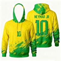 Brazilijos futbolo Neymar džemperis Nr. 10 Spaudinių Rudens Mados Palaidinės Vaikams, Vyrams Ir Moterims Su Gobtuvais XL green