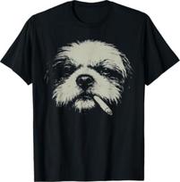 Juokingi Shih Tzu šunų su cigarete memų marškinėliai S gray