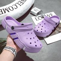 Summer Trendy Unisex Clogs Non-slip Soft-soled Open-toe Sandals Thick-soled Beach Slippers for Men 47 violetinė