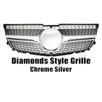 XVIP GTR stiliaus viršutinės grotelės Mercedes Benz GLK klasės X204 2013-2015 GLK250 GLK300 GLK350 juodų deimantų stiliaus lenktyninės grotelės Diamond-Silver