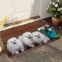 1pc Cute Pomeranian Dog Bath Mat Absorbent Anti Slip Kitchen Floor Carpet Home Decor Soft Pet Theme 40x60cm gray