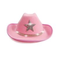 Kid'S Western Hat Festive Rhinestone Pentagram Cowboy Hat Children'S Cowboy Hat For Dress-Up Party Festival Western Themed rožinė