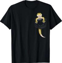 Cute Lizard Reptile Leopard Gecko Pocket T- Shirt 4XL black