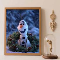 Disney Diamond Painting Kit Olaf Christmas Wreath Hand Embroidery 5D DIY Diamond Art Home Decor Creative Handicrafts Gift For Fans Round 40x50cm gray