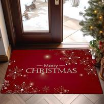 1pc Festive Red Christmas Printed Door Mat - a Christmas Home Decor Rug, 1.2 Cm Thick, Non-Slip, Machine Washable Polyester, Large Size for High Traff 43X75CM white