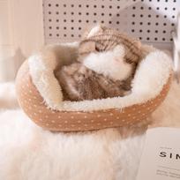 Cute Little Animals Sleeping In A Nest, Cats And Dogs Plush Dolls, Living Room Table Decorations brown