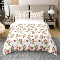 Monkey Duvet Cover Sets for Children Comforter Covers Lightweight Down Room Decor Queen Size 2 Pillowcase 1 Duvet Cover No Quilt EU Single(135x200cm)