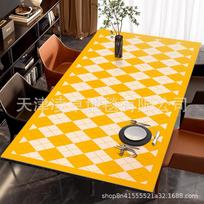 Chessboard Leather Dining Table Mat Retro Tablecloth Waterproof And Oil-Proof Leave-In Light Luxury Premium Desktop Coffee Table Protective Mat 40*80cm (leather) yellow