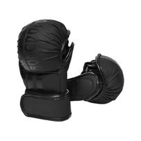 Half Finger Sparring Gloves Leather Kickboxing Gloves Training Mitts for Men Women Teen Punching Bag Boxing Kickboxing L black