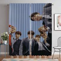 Virtuvės užuolaidos svetainei Užuolaida kambariui 2 vnt. Kpop-BTS Pertvara Helovino dekoracija Namų interjero užuolaidos Elegantiškos W60xH90cmx2pcs-CL