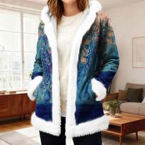 Women's Casual Fleece Hooded Cardigan With Pockets Warm Outerwear S gray
